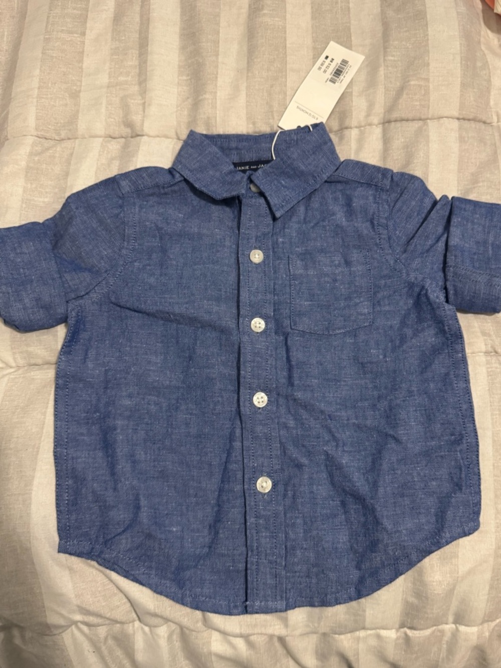 Janie and Jack Indigo Chambray Short-Sleeve Button-Down Shirt